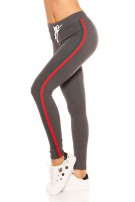 Trendy joggingbroek met contrast strepen, grijs roodgroen